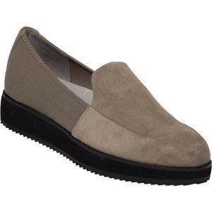 Eileen Fisher Dell Mesh Taupe Suede Platform Cushioned Loafer Shoes Slip On
